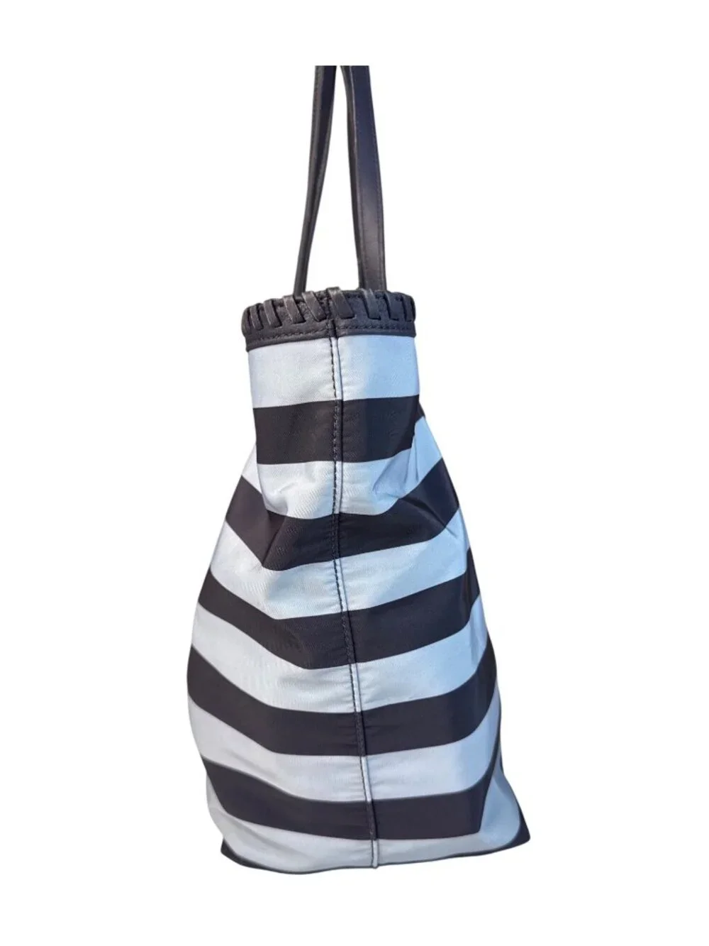 Tory Burch Striped Tote Bag Navy & White 16